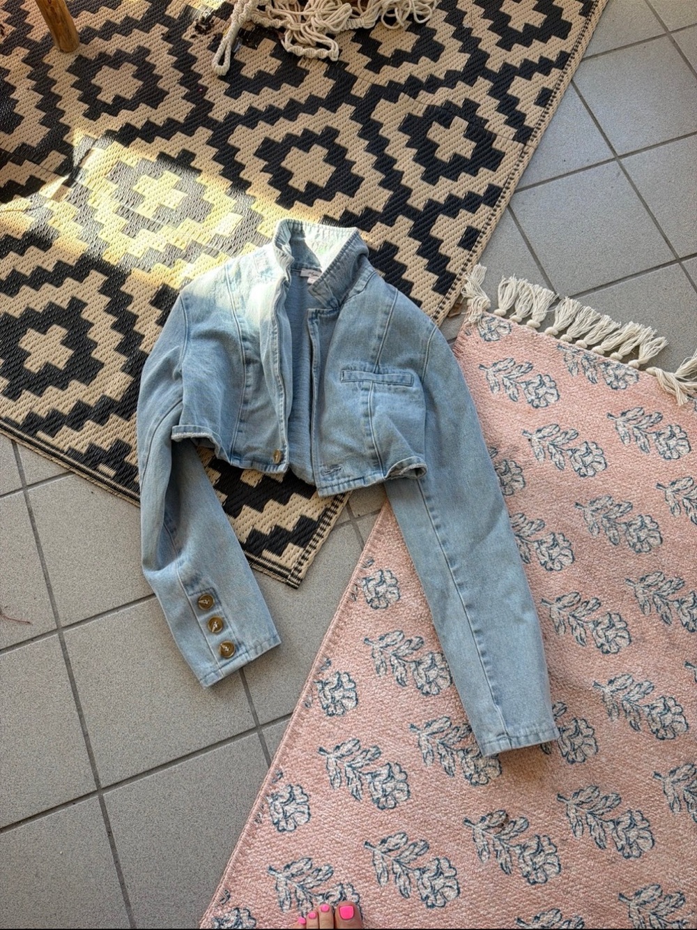 Cropped Light Wash Denim Jacket